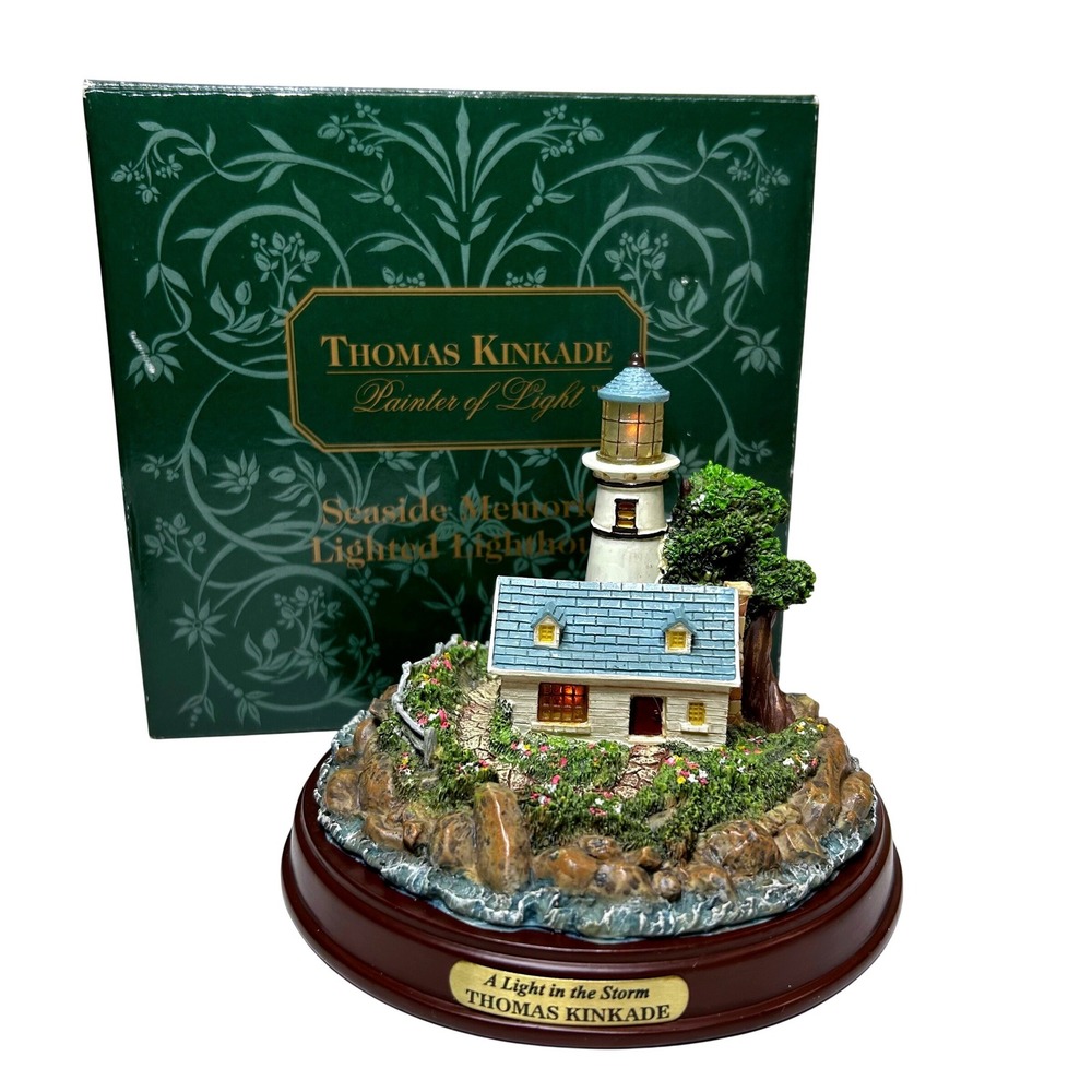 Thomas Kinkade A Light in the Storm Seaside Memories Lighted Lighthouse Figurine